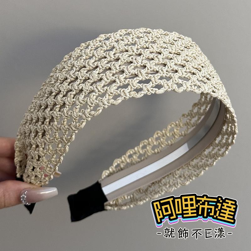 【阿哩布達】👉【髮飾】台灣現貨 快速出貨K23 波希米亞風 森林系棉麻鏤空編織寬版髮箍 四色可選 婚攝 外拍 新娘飾品-細節圖5