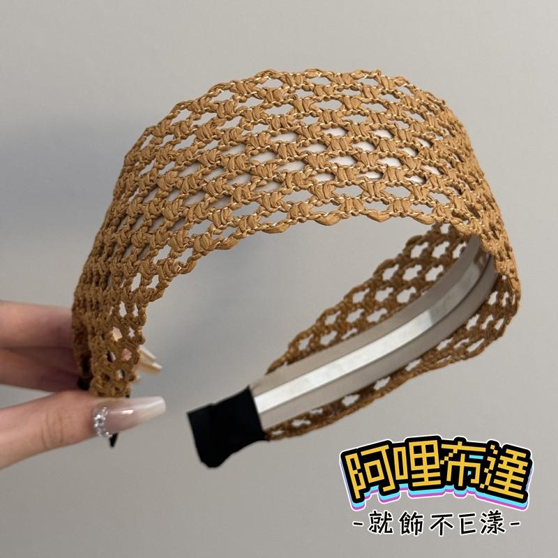 【阿哩布達】👉【髮飾】台灣現貨 快速出貨K23 波希米亞風 森林系棉麻鏤空編織寬版髮箍 四色可選 婚攝 外拍 新娘飾品-細節圖7