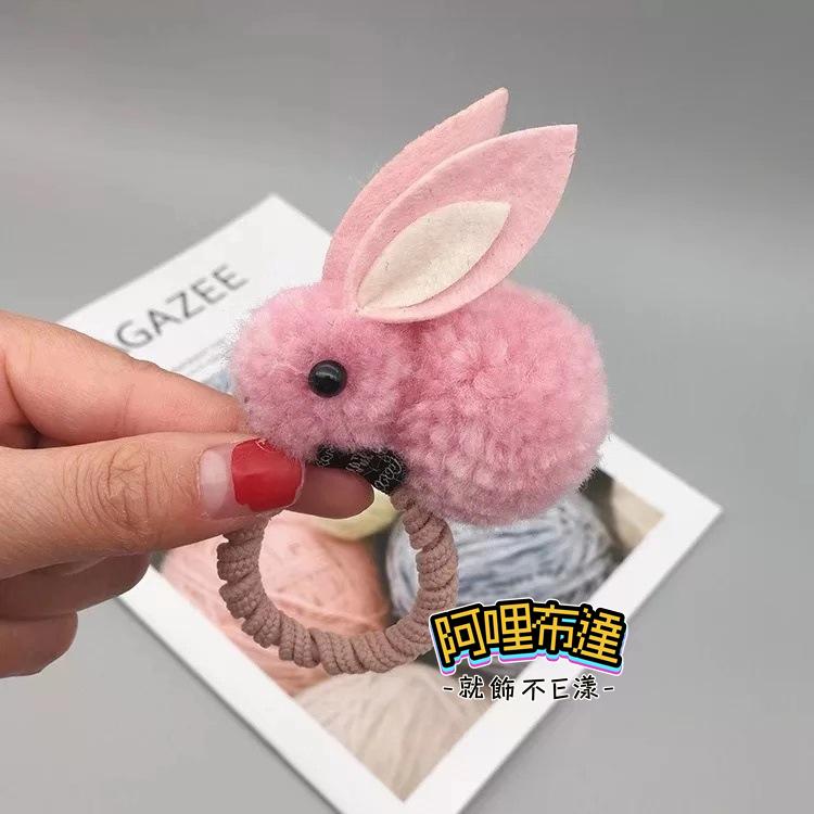 【阿哩布達】👉【髮飾】台灣現貨 快速出貨BB15 繽紛鮮豔 彩色可愛兔兔髮圈 彈力髮束 五色可選 兒童髮飾-細節圖2