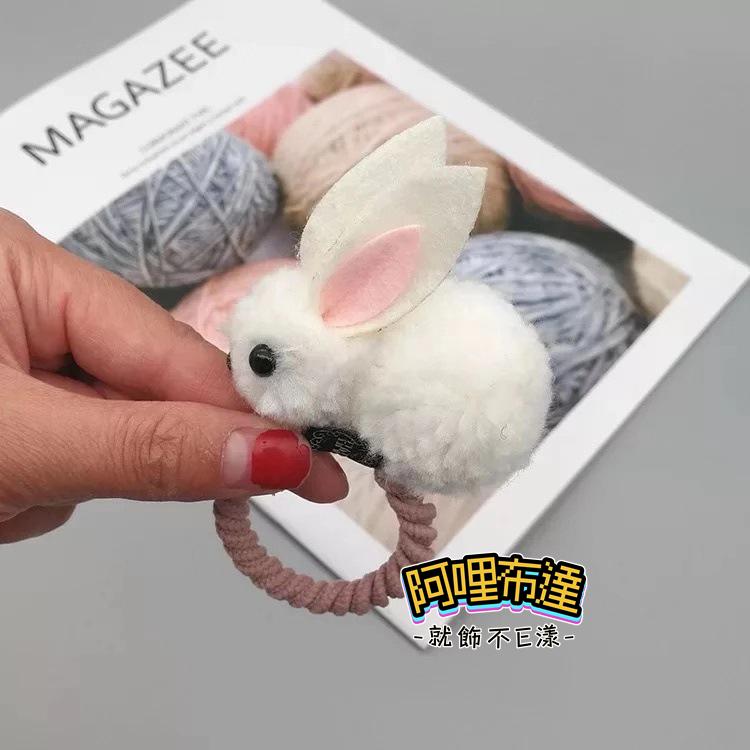 【阿哩布達】👉【髮飾】台灣現貨 快速出貨BB15 繽紛鮮豔 彩色可愛兔兔髮圈 彈力髮束 五色可選 兒童髮飾-細節圖3