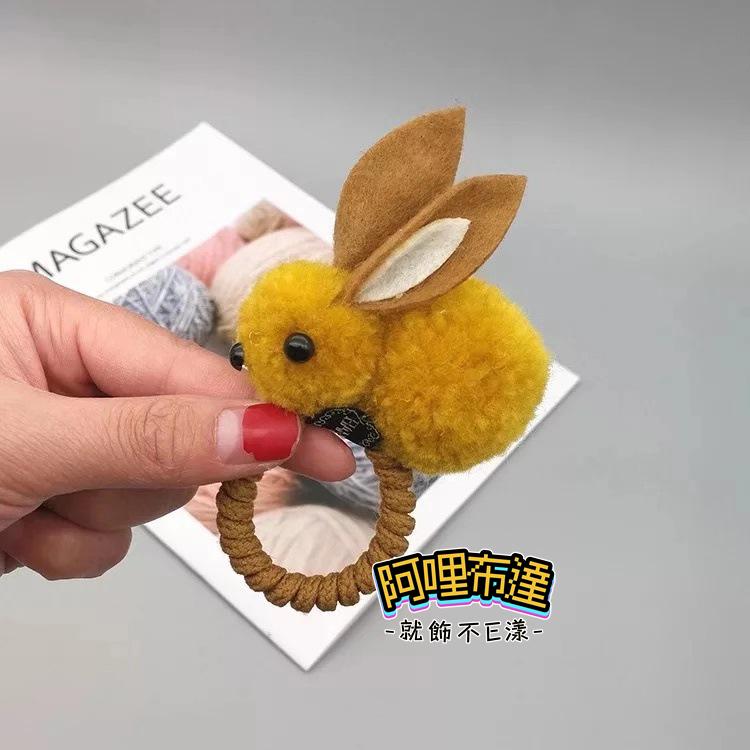【阿哩布達】👉【髮飾】台灣現貨 快速出貨BB15 繽紛鮮豔 彩色可愛兔兔髮圈 彈力髮束 五色可選 兒童髮飾-細節圖5