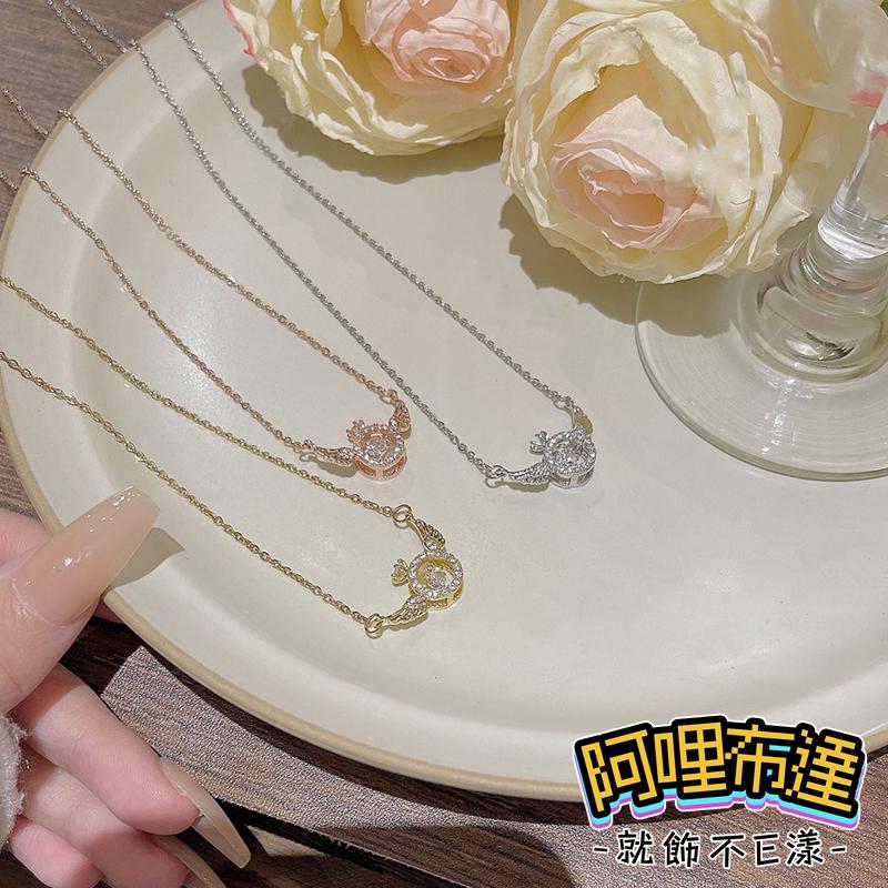 【阿哩布達】👉【項鍊】台灣現貨 快速出貨SL68 精緻小巧 閃耀水鑽項鍊 鎖骨鍊 頸鍊 短項鍊 三色可選 新秘 新娘飾品-細節圖2