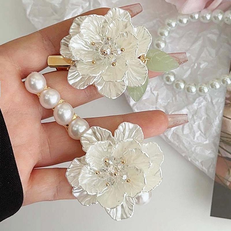 【阿哩布達】👉【髮飾】台灣現貨 快速出貨DFJ34 復古珍珠貝大花花朵珍珠髮夾 邊夾 瀏海夾 兩款可選 婚攝 新娘飾品-細節圖3