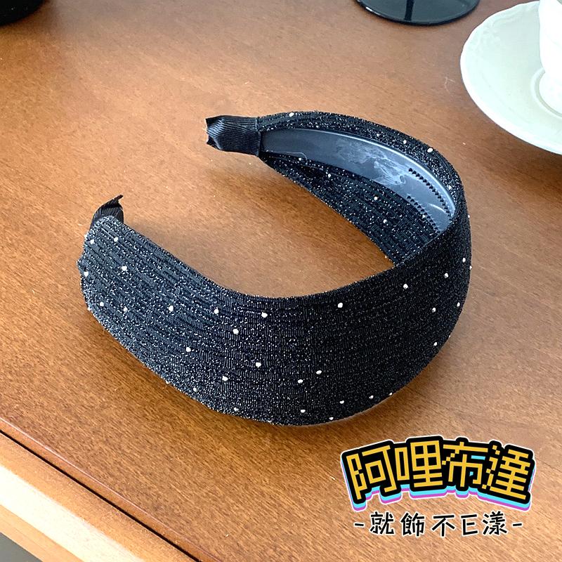 【阿哩布達】👉【髮飾】台灣現貨 快速出貨K58 網紅 ins 滿天星網紗寬版帶齒防滑髮箍 兩色可選 婚攝 新娘飾品-細節圖7