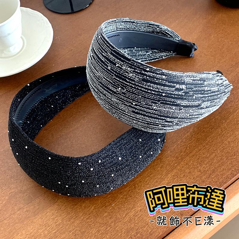 【阿哩布達】👉【髮飾】台灣現貨 快速出貨K58 網紅 ins 滿天星網紗寬版帶齒防滑髮箍 兩色可選 婚攝 新娘飾品-細節圖8