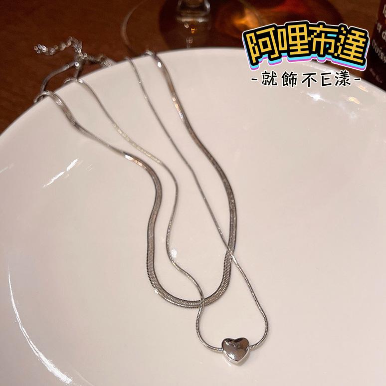 【阿哩布達】👉【項鍊】台灣現貨 快速出貨SL131 精緻時尚 雙層心型吊墜項鍊 多層次項鍊 鎖骨鍊 頸鍊 短項鍊 新秘-細節圖2