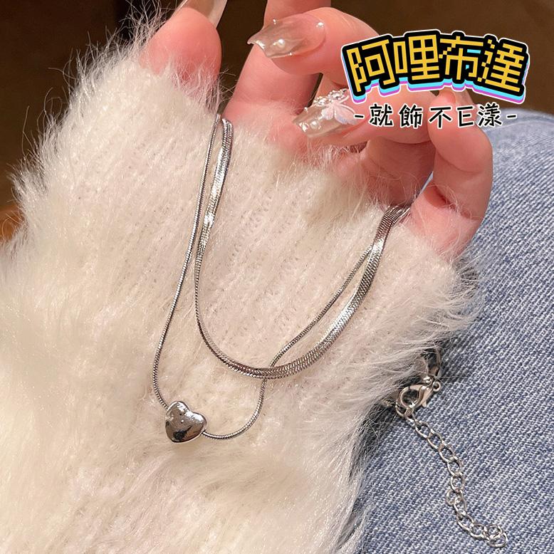 【阿哩布達】👉【項鍊】台灣現貨 快速出貨SL131 精緻時尚 雙層心型吊墜項鍊 多層次項鍊 鎖骨鍊 頸鍊 短項鍊 新秘-細節圖3