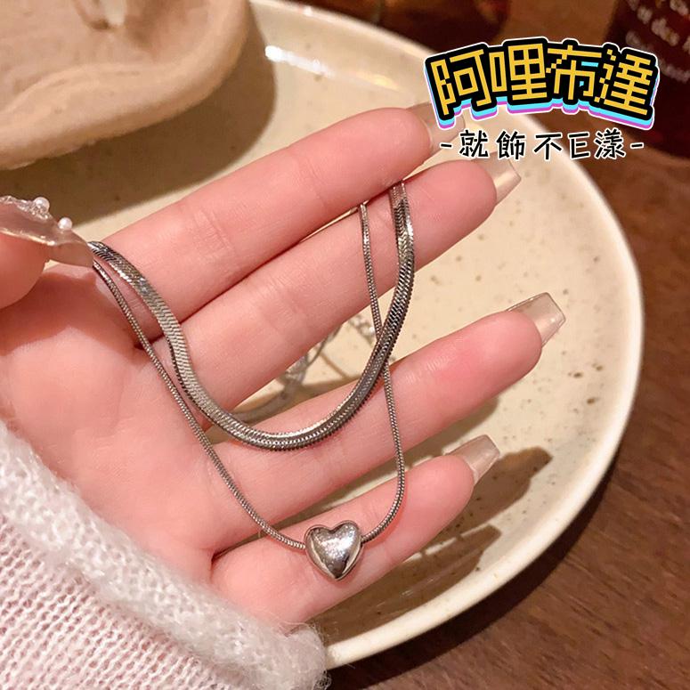 【阿哩布達】👉【項鍊】台灣現貨 快速出貨SL131 精緻時尚 雙層心型吊墜項鍊 多層次項鍊 鎖骨鍊 頸鍊 短項鍊 新秘-細節圖5
