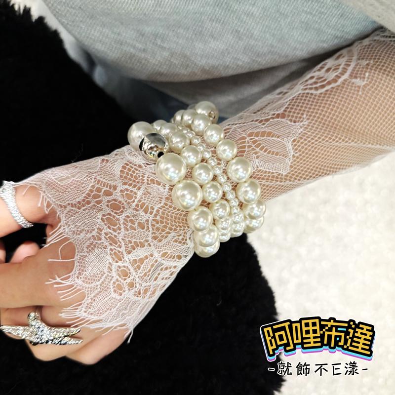 【阿哩布達】👉【手鍊】台灣現貨 快速出貨SH102 時尚簡約 精緻多層次造型珍珠纏繞開口手環 新娘飾品 新娘秘書 約會-細節圖7