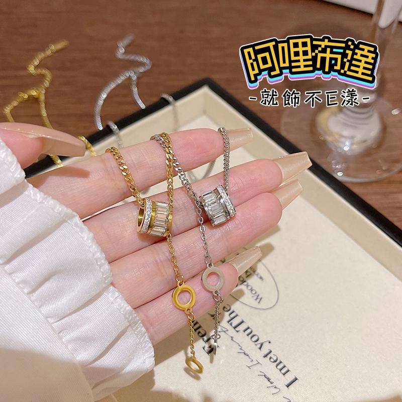 【阿哩布達】👉【項鍊】台灣現貨 快速出貨SL73 水鑽鋯石圈圈項鍊 Y字鍊 鎖骨鍊 金銀兩色可選 居家旅行 約會出遊-細節圖2