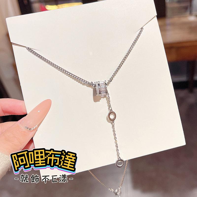 【阿哩布達】👉【項鍊】台灣現貨 快速出貨SL73 水鑽鋯石圈圈項鍊 Y字鍊 鎖骨鍊 金銀兩色可選 居家旅行 約會出遊-細節圖5