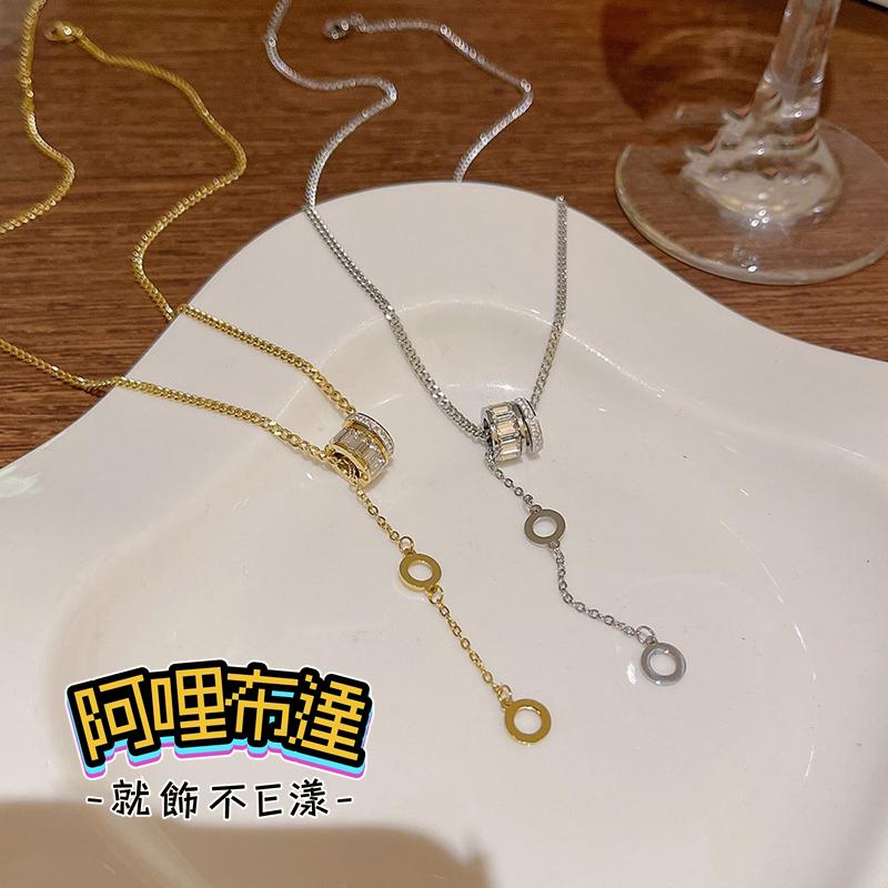 【阿哩布達】👉【項鍊】台灣現貨 快速出貨SL73 水鑽鋯石圈圈項鍊 Y字鍊 鎖骨鍊 金銀兩色可選 居家旅行 約會出遊-細節圖7