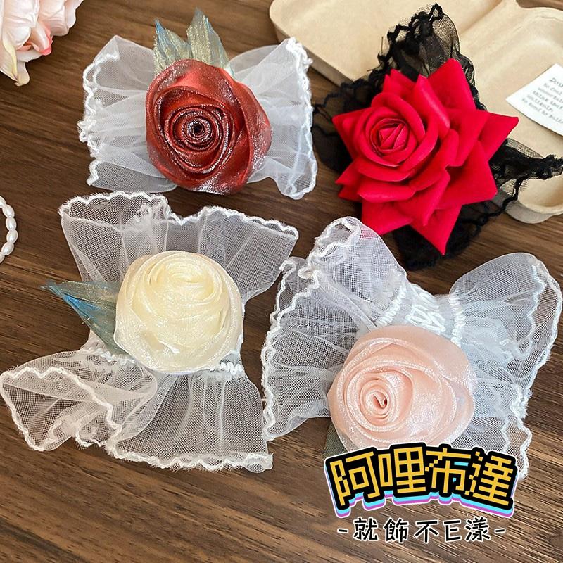 【阿哩布達】👉【手鍊】台灣現貨 快速出貨SH59 純潔蕾絲雪紡玫瑰花花朵飄帶綁帶手鍊 四色可選 新娘秘書 新娘飾品-細節圖3