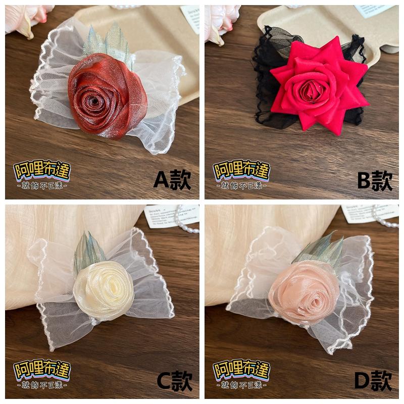 【阿哩布達】👉【手鍊】台灣現貨 快速出貨SH59 純潔蕾絲雪紡玫瑰花花朵飄帶綁帶手鍊 四色可選 新娘秘書 新娘飾品-細節圖4