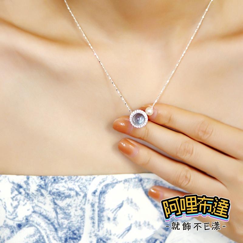 【阿哩布達】👉【項鍊】台灣現貨 快速出貨SL143 單顆水藍色寶石珍珠水鑽項鍊 鎖骨鍊 頸鍊 短項鍊 新娘飾品 新娘秘書-細節圖5