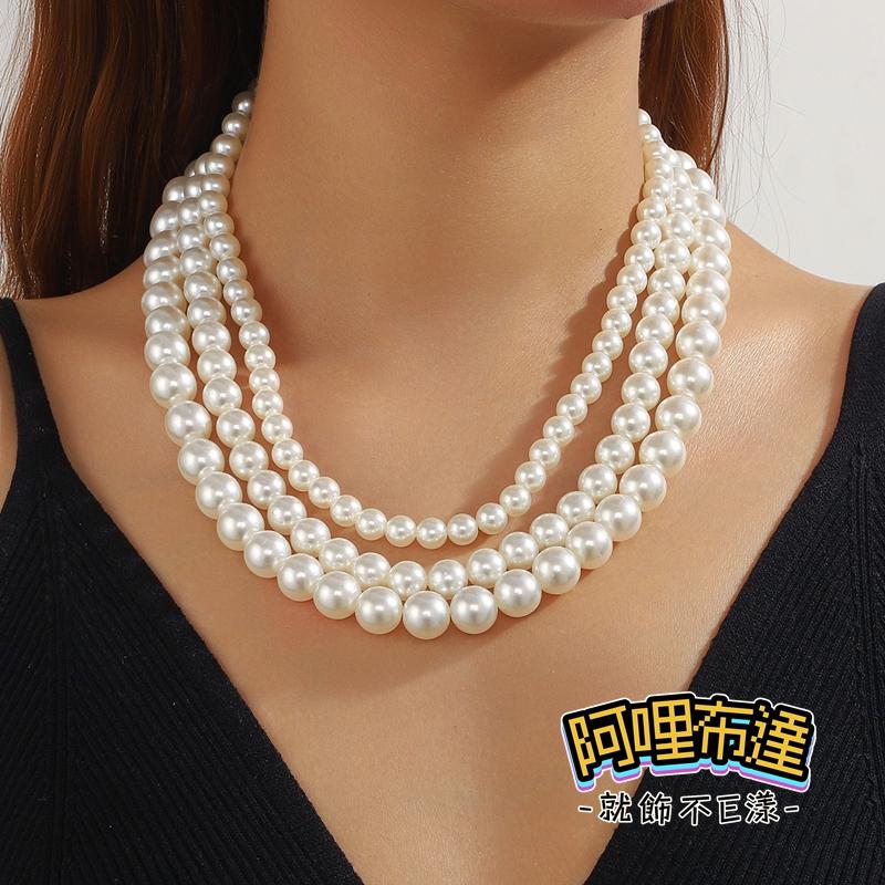 【阿哩布達】👉【項鍊】台灣現貨 快速出貨SL145 典雅時尚 精緻三層珍珠多層次項鍊 新娘飾品 新娘秘書 約會 出遊-細節圖2