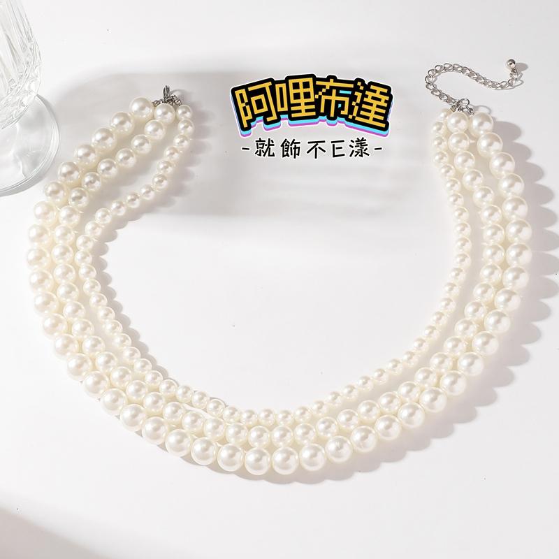 【阿哩布達】👉【項鍊】台灣現貨 快速出貨SL145 典雅時尚 精緻三層珍珠多層次項鍊 新娘飾品 新娘秘書 約會 出遊-細節圖3