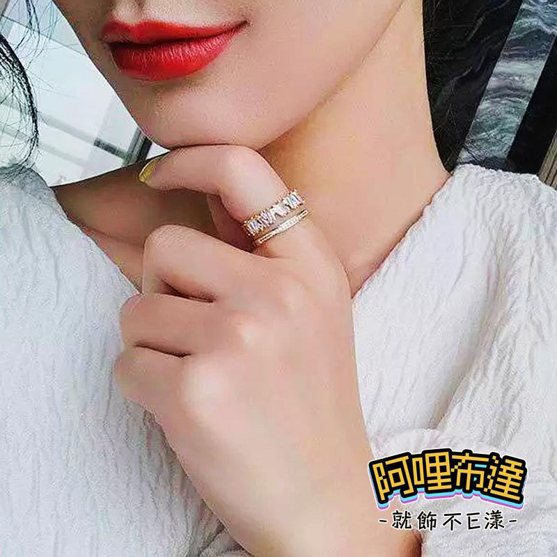 【阿哩布達】👉【戒指】台灣現貨 快速出貨JZ24 簡單時尚 鋯石寬版戒指 開口戒 新娘秘書 新娘飾品 約會 夜店-細節圖3