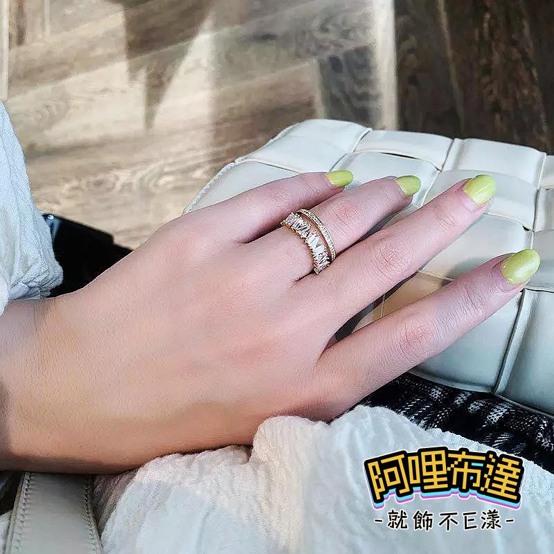 【阿哩布達】👉【戒指】台灣現貨 快速出貨JZ24 簡單時尚 鋯石寬版戒指 開口戒 新娘秘書 新娘飾品 約會 夜店-細節圖4
