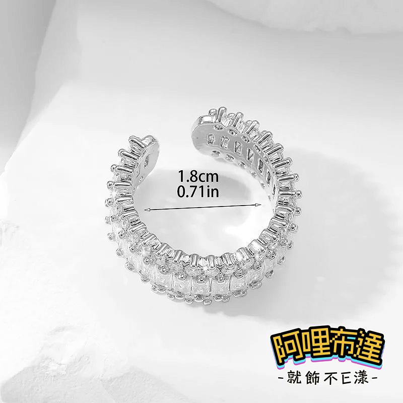 【阿哩布達】👉【戒指】台灣現貨 快速出貨JZ26 精緻華麗 璀璨水鑽鋯石寬版戒指 開口戒指 約會 新娘秘書 新娘飾品-細節圖3