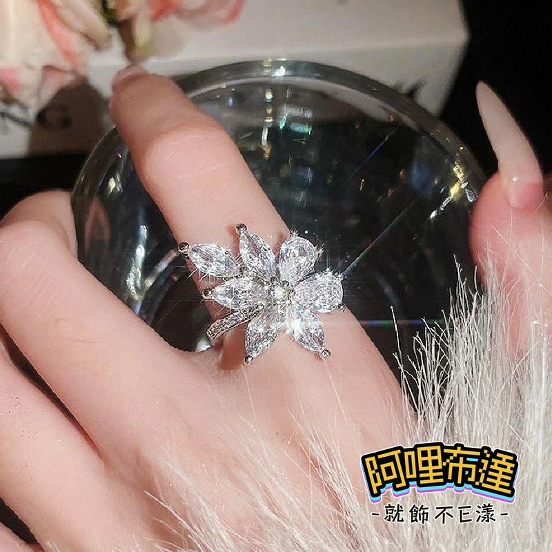 【阿哩布達】👉【戒指】台灣現貨 快速出貨JZ23 精緻甜美 水鑽鋯石花朵戒指 開口戒 新娘秘書 新娘飾品 出遊 夜店-細節圖4