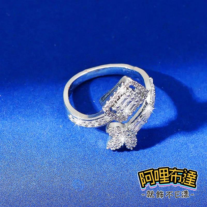 【阿哩布達】👉【戒指】台灣現貨 快速出貨JZ18 精緻華麗 璀璨鋯石花朵水鑽戒指 開口戒 夜店 新娘秘書 新娘飾品 約會-細節圖3