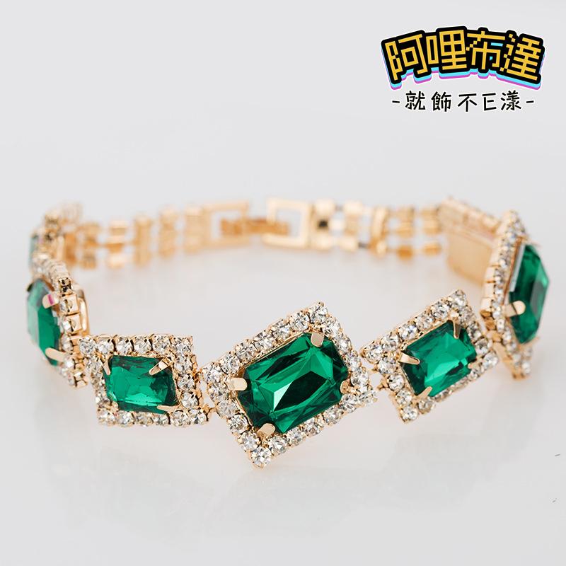 【阿哩布達】👉【手鍊】台灣現貨 快速出貨SH97 精緻高雅 綠色方形寶石水鑽手鍊 約會 喜宴 晚會 新娘秘書 新娘飾品-細節圖4