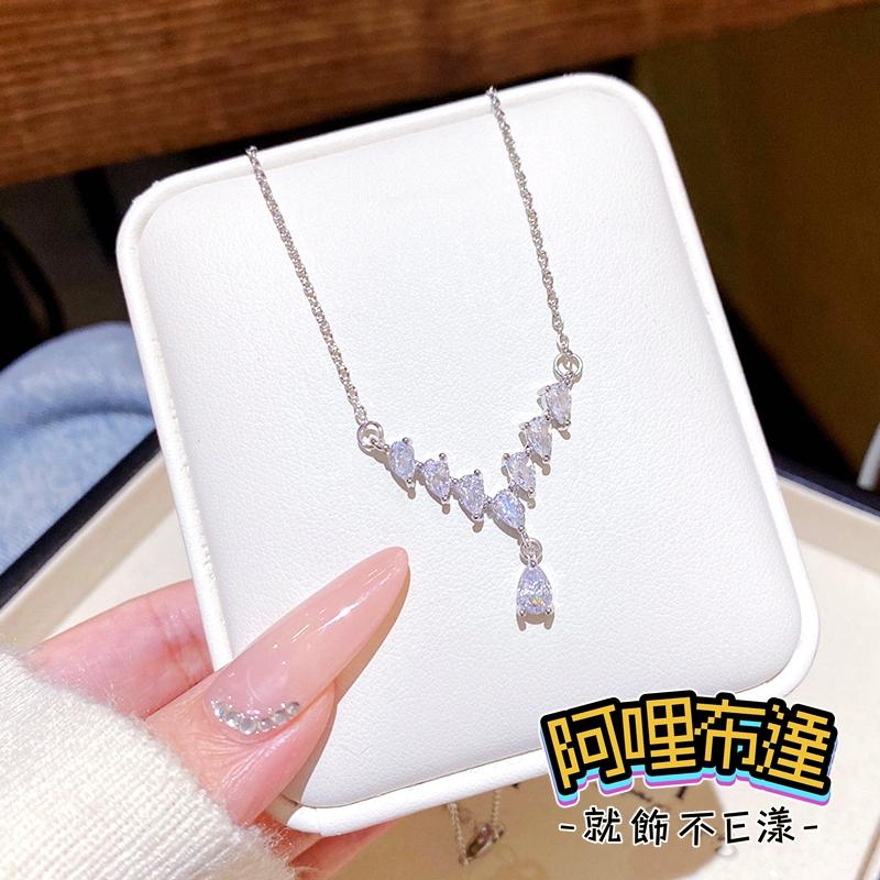 【阿哩布達】👉【項鍊】台灣現貨 快速出貨SL147 精緻簡約設計水滴拼接項鍊 鎖骨鍊 頸鍊 短項鍊 約會 新秘 新娘飾品-細節圖5