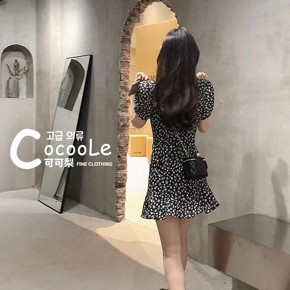 韓版🇰🇷浪漫氛圍夏季新款復古小清新法式赫本泡泡袖V領收腰A字碎花洋裝 夏季洋裝 氣質洋裝 法式洋裝 碎花洋裝 A字洋裝-細節圖9