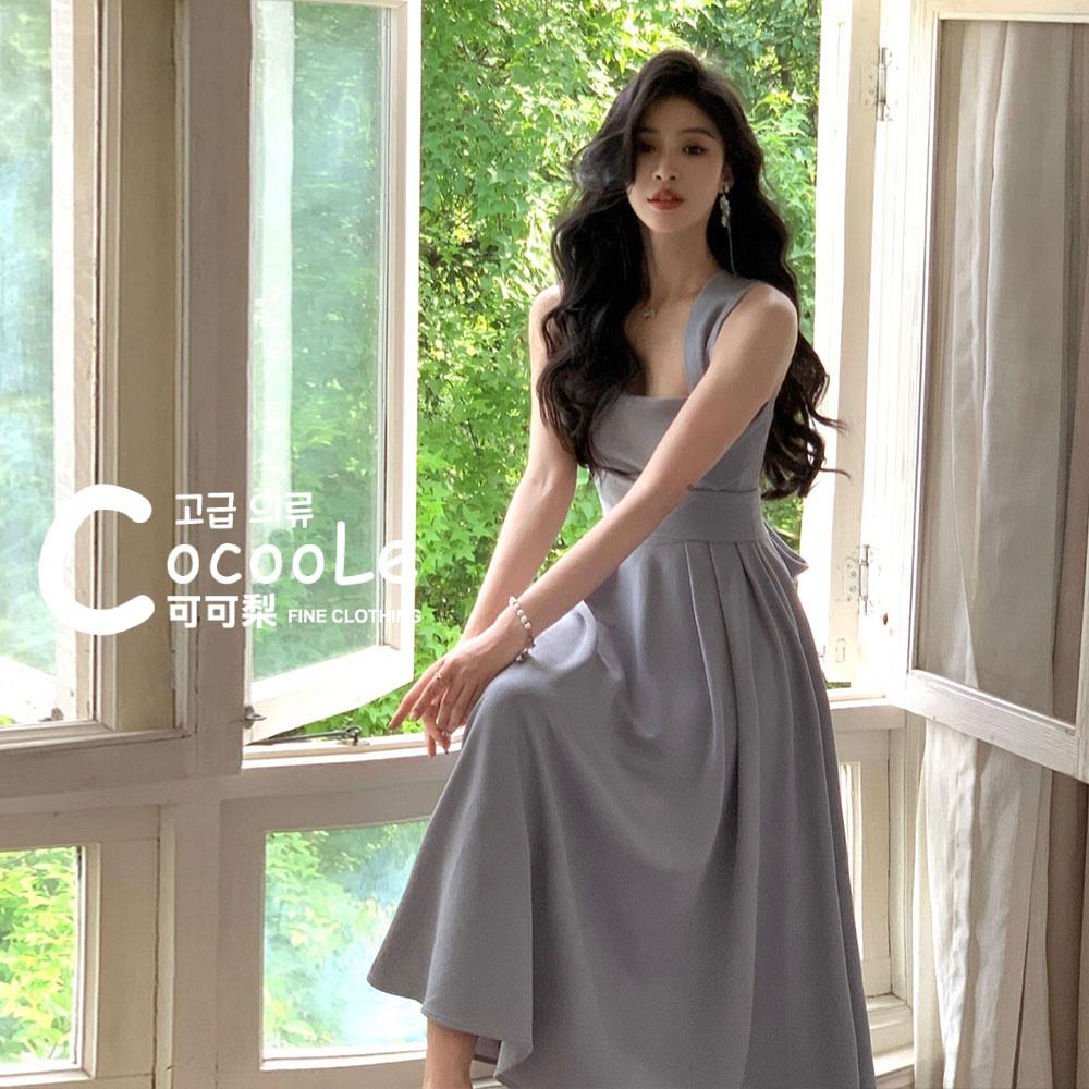 韓版🇰🇷慵懶氛圍夏季新款法式赫本寬肩帶交叉綁帶收腰露背洋裝(遮副乳一級棒!!) 露背洋裝 韓版洋裝 收腰洋裝 赫本洋裝-細節圖7