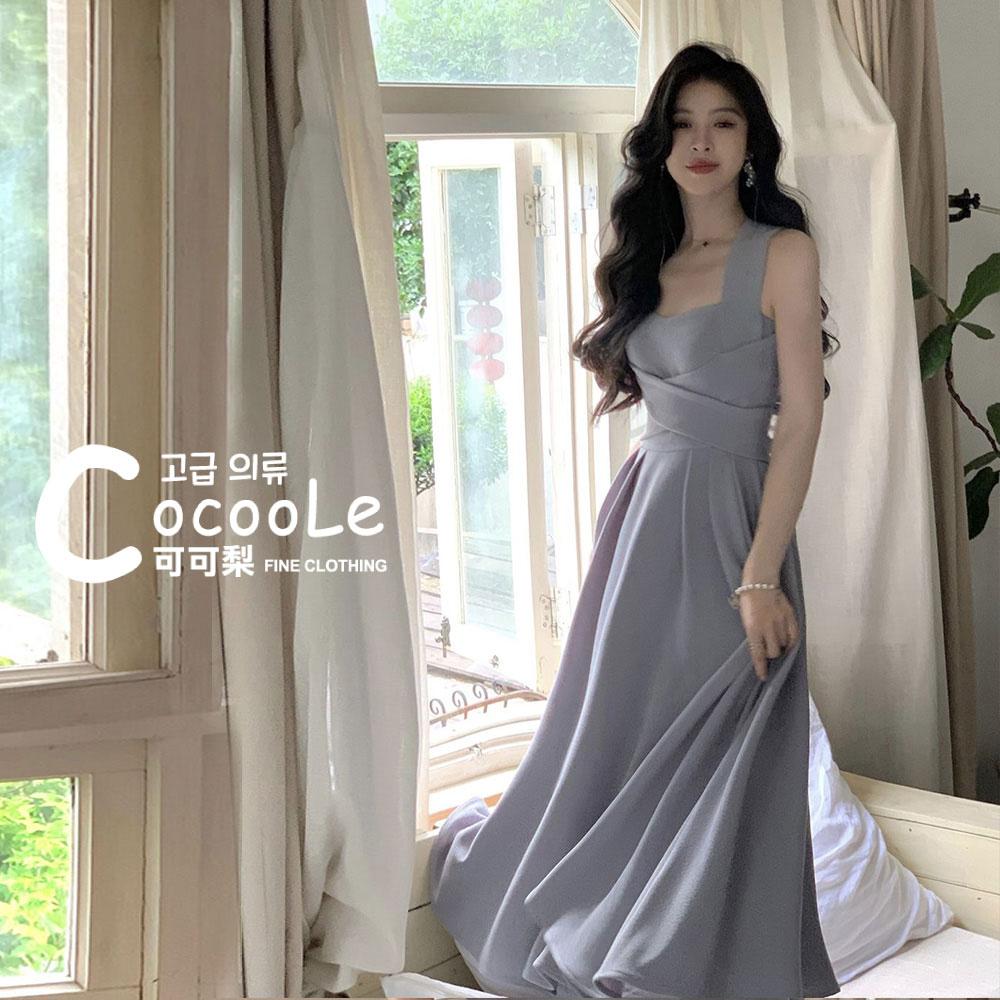 韓版🇰🇷慵懶氛圍夏季新款法式赫本寬肩帶交叉綁帶收腰露背洋裝(遮副乳一級棒!!) 露背洋裝 韓版洋裝 收腰洋裝 赫本洋裝-細節圖8