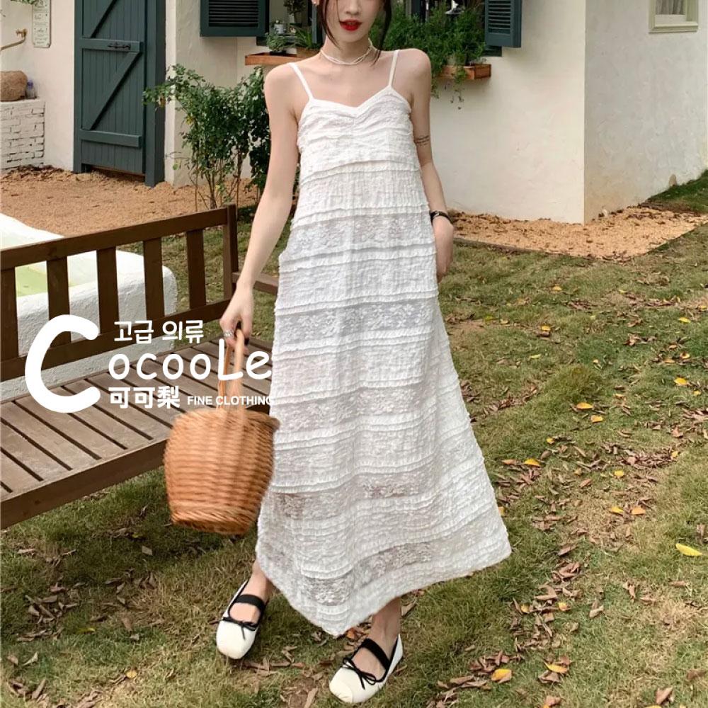 韓版🇰🇷浪漫氛圍溫柔系奶FU超甜美杏色V領細肩帶蕾絲寬鬆洋裝 渡假洋裝 蕾絲洋裝 氣質洋裝 寬鬆洋裝 海邊洋裝 質感洋裝-細節圖9