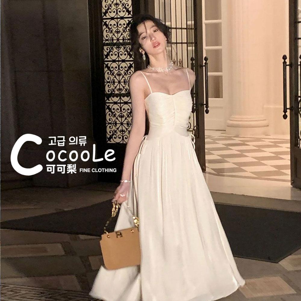 韓版🇰🇷浪漫氛圍春夏新款高腰皺褶珠光閃閃亮紗法式洋裝 春夏洋裝 細肩帶洋裝 法式洋裝 婚禮洋裝 伴娘服 高級感洋裝-細節圖7
