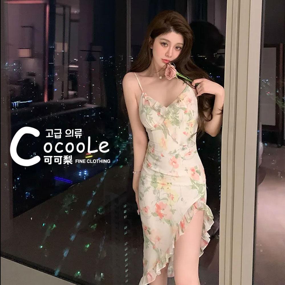 韓版🇰🇷浪漫氛圍夏季新款赫本V領荷葉邊收腰法式洋裝 夏季洋裝 赫本洋裝 法式洋裝 韓版洋裝 氣質洋裝 小禮服 伴娘服-細節圖4
