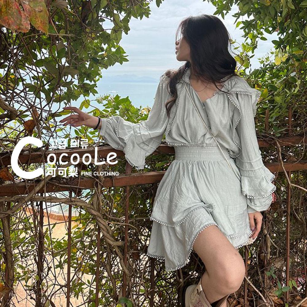 韓版🇰🇷慵懶氛圍春季新款森系小蒼蘭V領波西米亞兩件式洋裝(上衣+短裙) 春季洋裝 波西米亞洋裝 二件式洋裝 V領洋裝-細節圖6