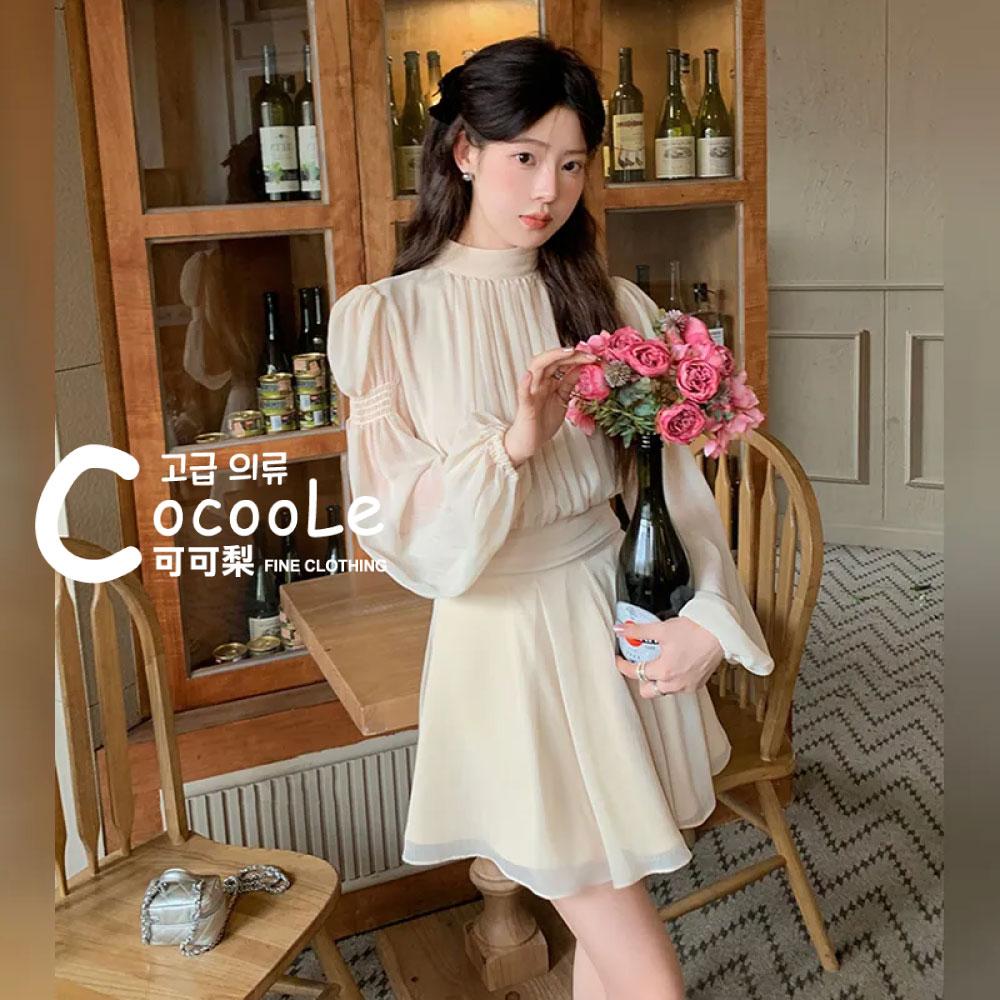 韓版🇰🇷浪漫氛圍春季新款法式甜美維多利亞宮廷風奶油色雪紡洋裝 春季洋裝 雪紡洋裝 宮廷風洋裝 法式洋裝 收腰洋裝-細節圖2