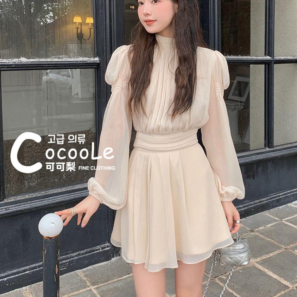 韓版🇰🇷浪漫氛圍春季新款法式甜美維多利亞宮廷風奶油色雪紡洋裝 春季洋裝 雪紡洋裝 宮廷風洋裝 法式洋裝 收腰洋裝-細節圖3