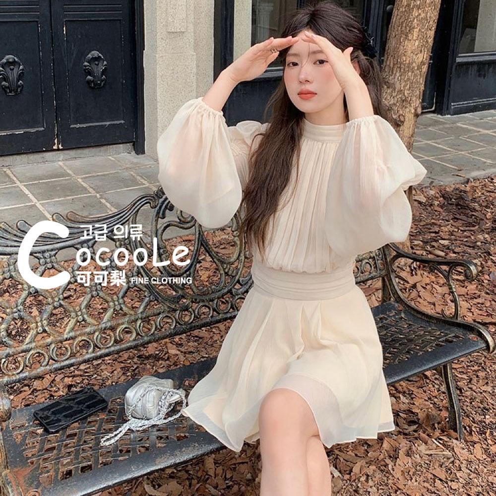 韓版🇰🇷浪漫氛圍春季新款法式甜美維多利亞宮廷風奶油色雪紡洋裝 春季洋裝 雪紡洋裝 宮廷風洋裝 法式洋裝 收腰洋裝-細節圖4