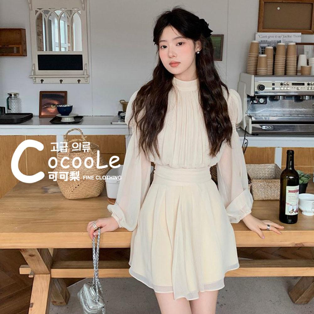 韓版🇰🇷浪漫氛圍春季新款法式甜美維多利亞宮廷風奶油色雪紡洋裝 春季洋裝 雪紡洋裝 宮廷風洋裝 法式洋裝 收腰洋裝-細節圖5