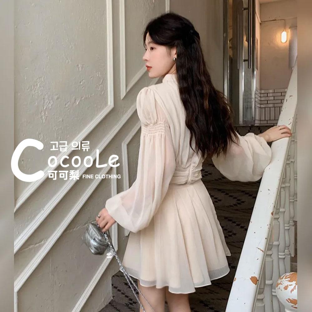 韓版🇰🇷浪漫氛圍春季新款法式甜美維多利亞宮廷風奶油色雪紡洋裝 春季洋裝 雪紡洋裝 宮廷風洋裝 法式洋裝 收腰洋裝-細節圖7