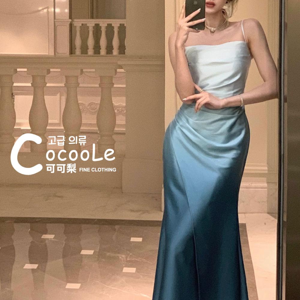 韓版🇰🇷浪漫氛圍早春新款漸層高級感抓皺收腰法式細肩帶洋裝 春夏洋裝 漸層洋裝 法式洋裝 收腰洋裝 細肩帶洋裝 婚禮洋裝-細節圖5