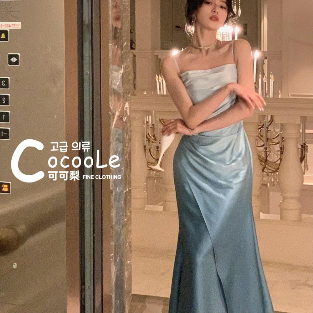 韓版🇰🇷浪漫氛圍早春新款漸層高級感抓皺收腰法式細肩帶洋裝 春夏洋裝 漸層洋裝 法式洋裝 收腰洋裝 細肩帶洋裝 婚禮洋裝-細節圖6