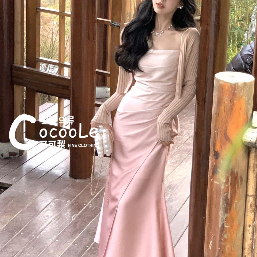 韓版🇰🇷浪漫氛圍早春新款漸層高級感抓皺收腰法式細肩帶洋裝 春夏洋裝 漸層洋裝 法式洋裝 收腰洋裝 細肩帶洋裝 婚禮洋裝-細節圖7