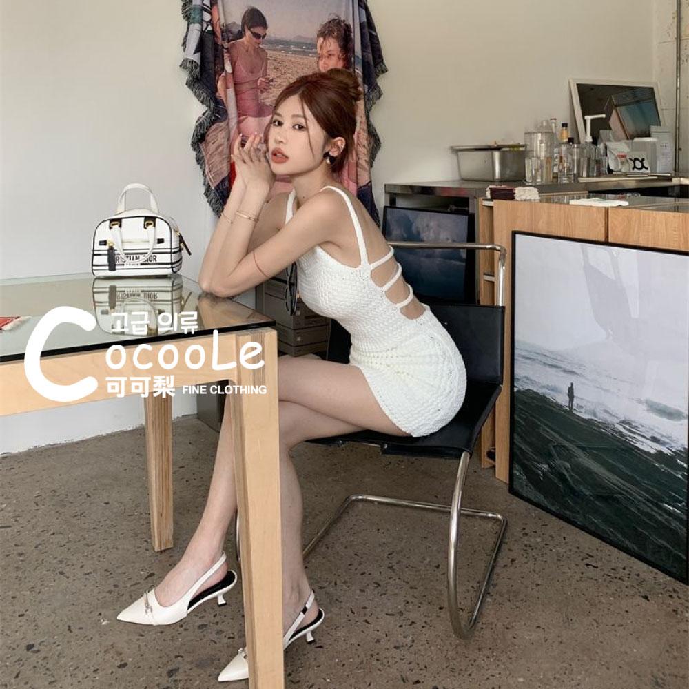 韓版🇰🇷慵懶氛圍甜辣系小姐姐渡假感大露背緊身針織洋裝 夏季洋裝 渡假洋裝 露背洋裝 沙灘洋裝 海島洋裝 美背洋裝-細節圖8