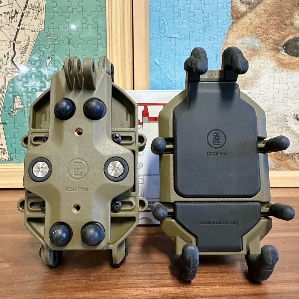 甲殼手機架直角減震荒林（軍綠）+防盜鎖