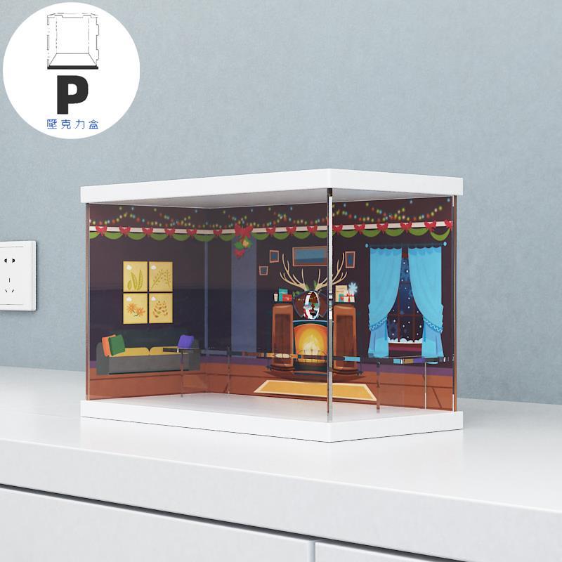 P BOX 泡泡瑪特DIMOO圣誕主題場景展示盒Molly別墅盲盒公仔階梯收納防塵-細節圖3