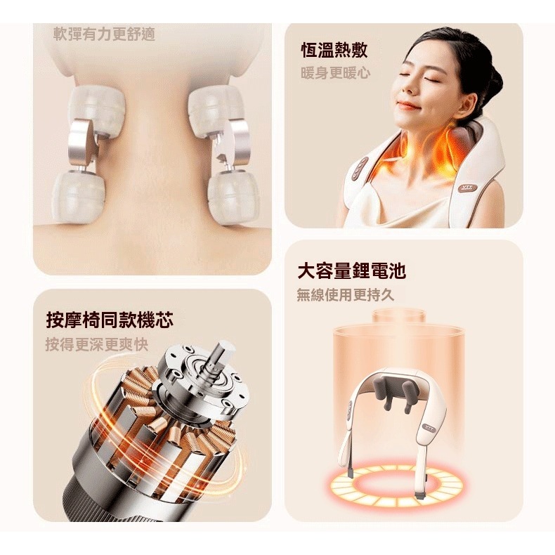 最新升級款米家app無線肩頸按摩器 頸椎頸部按摩斜方肌 按摩神器 熱敷 手臂腰部腿部按摩儀 頸椎按摩枕 長輩送禮按摩器-細節圖10
