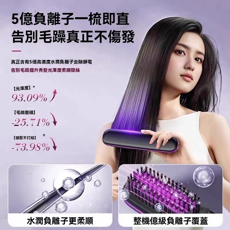 【台灣發】韓國負離子護發直發梳 液晶顯示直發梳 無線直發梳造型神器 無線直捲 便攜式直發捲發梳 不傷發電梳子 防燙捲發-細節圖2