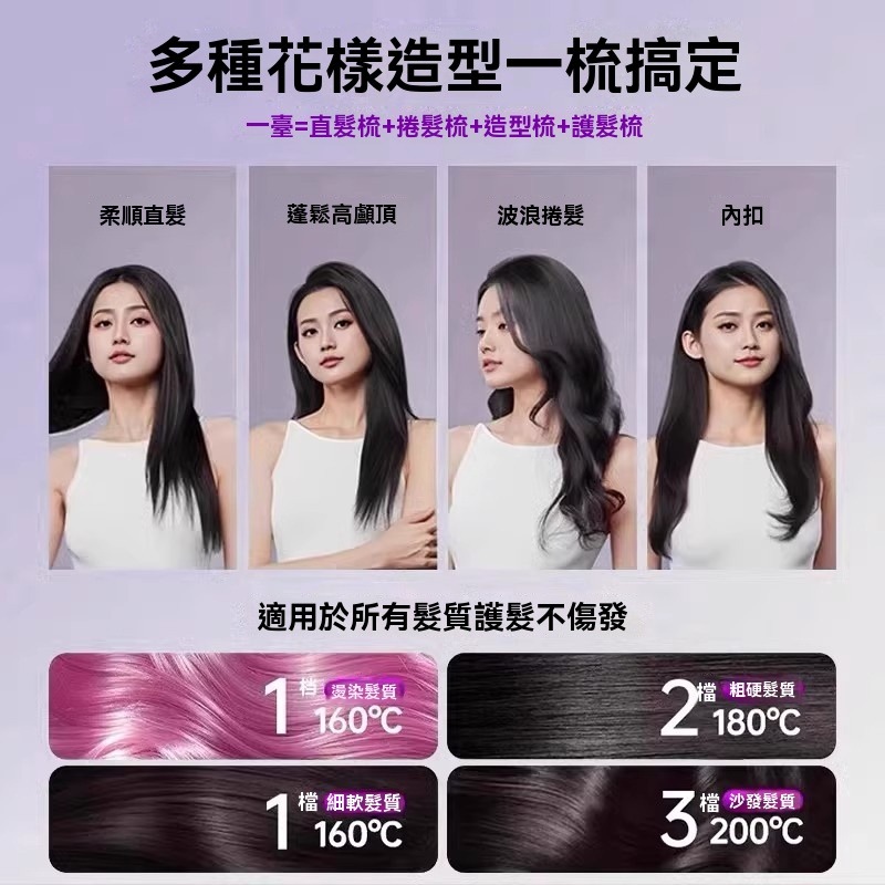 【台灣發】韓國負離子護發直發梳 液晶顯示直發梳 無線直發梳造型神器 無線直捲 便攜式直發捲發梳 不傷發電梳子 防燙捲發-細節圖6
