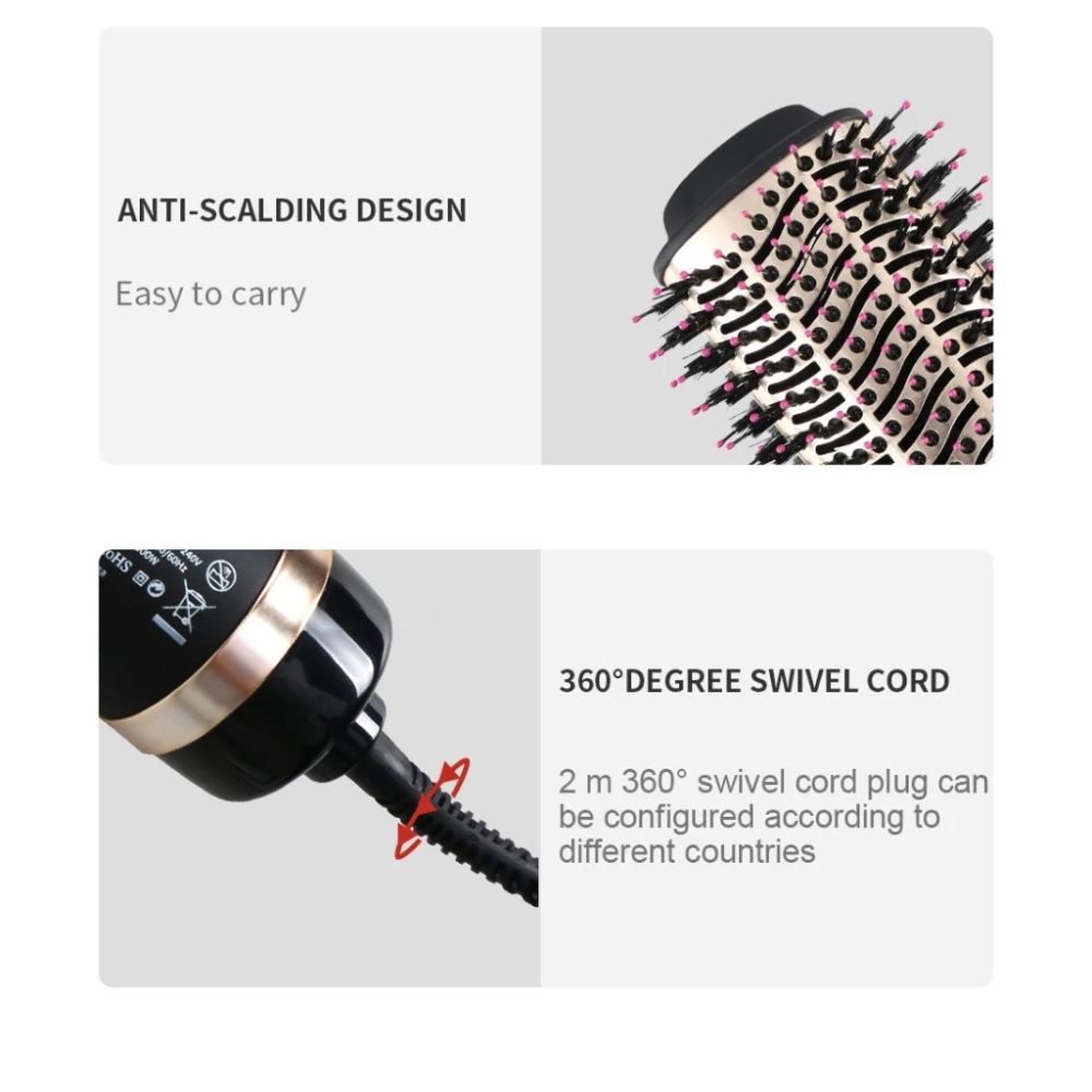 超商出貨 韓國流行熱風梳 負離子三合一吹風梳 負離子熱風梳 蓬鬆電棒梳負離子整髮器 卷髮梳 燙髮梳 梳子 吹風梳-細節圖8